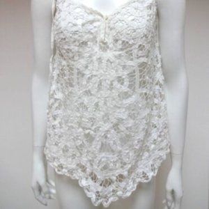 RALPH LAUREN DENIM & SUPPLY WHITE LACE SPAGHETTI STRAP ASYMMETRICAL TOP M/M